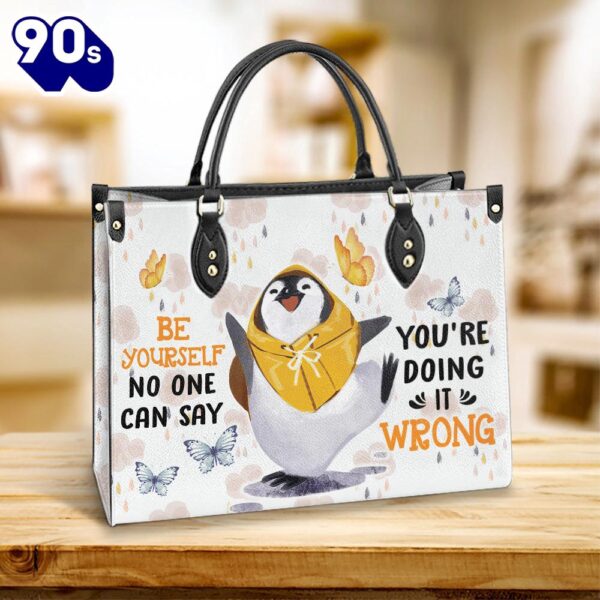 Penguin Be Yourself Leather Bag Christ Gifts Leather Bags  Gift For  Women Christmas