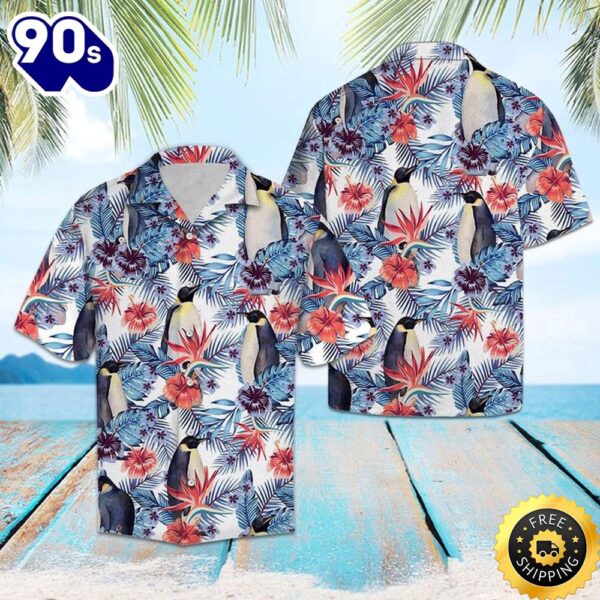 Penguin Hawaiian Shirt Summer Button Up