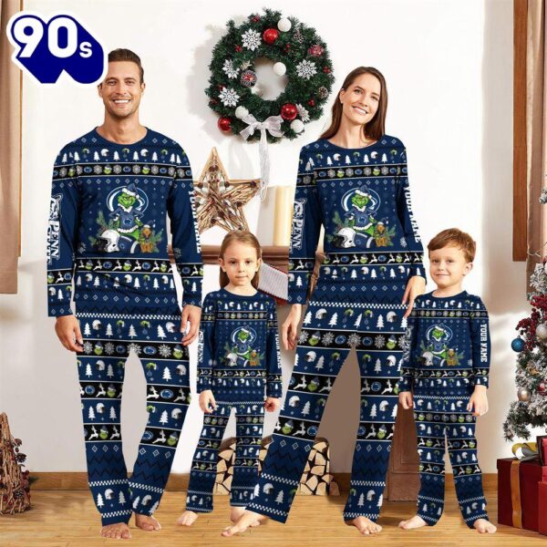 Penn State Nittany Lions NCAA Custom Name Grinch Christmas And Sport Team Pajama Set  Gift Christmas