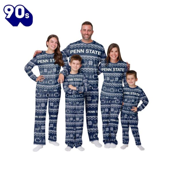 NCAA Family Pajama Sets  Penn State Nittany Lions NCAA Patterns Essentials Christmas Holiday Family Matching Pajama Sets