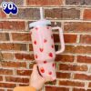 Personalization Strawberry Patterned Tumbler With Handle