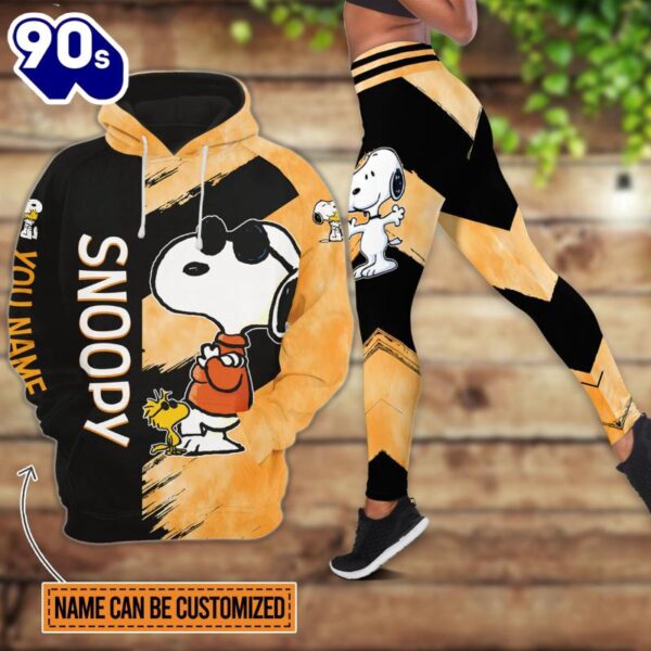 Personalize Name Snoopy Pattern Hoodie And Leggings Set