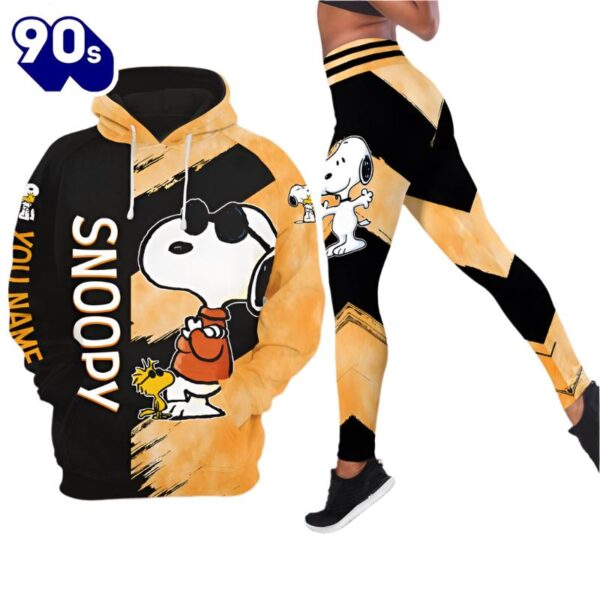 Personalize Name Snoopy Pattern Hoodie And Leggings Set