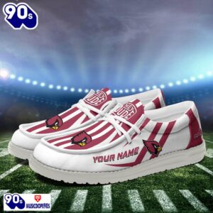 Personalized Arizona Cardinals NFL Team White Canvas Loafer Shoes