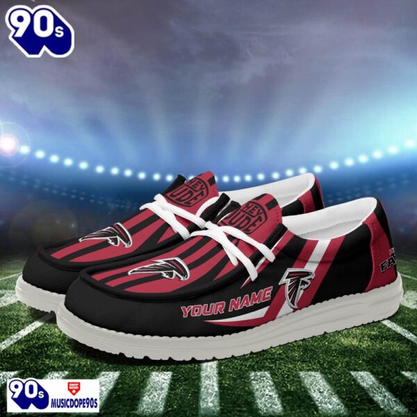 Personalized Atlanta Falcons NFL Team White Canvas Loafer Shoes