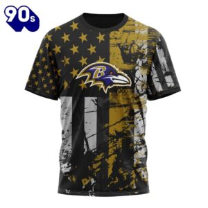 Personalized Baltimore Ravens Classic Grunge American Flag Vetaran 3D Shirt Unisex