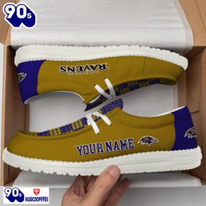 Personalized Baltimore Ravens NFL 32 Teams HeyDude Canvas Loafer Shoes