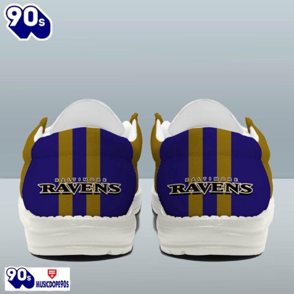 Personalized Baltimore Ravens NFL Team White Canvas Loafer Shoes