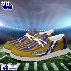 Personalized Baltimore Ravens NFL Team White Canvas Loafer Shoes