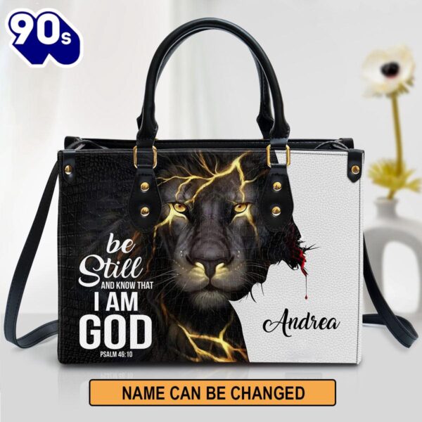 Personalized Be Still And Know That I Am God Lion Leather Bag , Christian Bags  Gift For Women Christmas