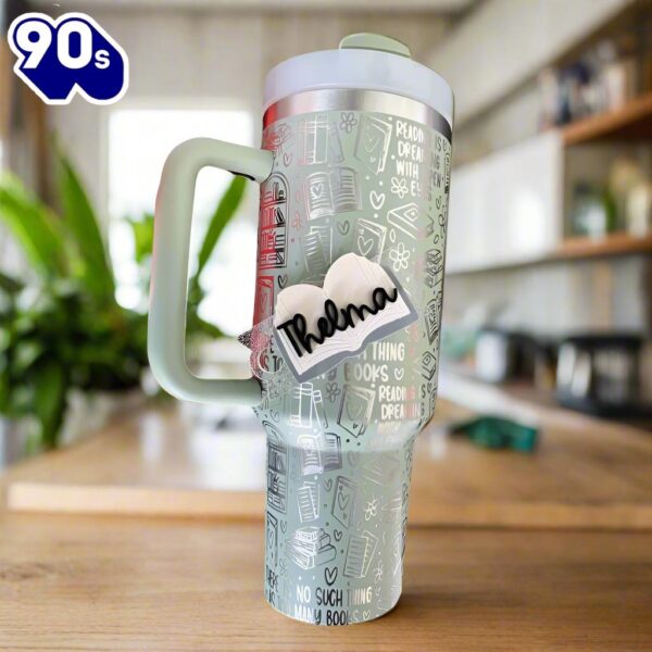 Personalized Book Design Tumbler With Handle