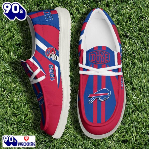 Personalized Buffalo Bills NFL Team White Canvas Loafer Shoes