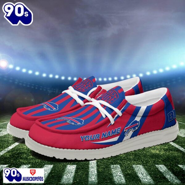 Personalized Buffalo Bills NFL Team White Canvas Loafer Shoes