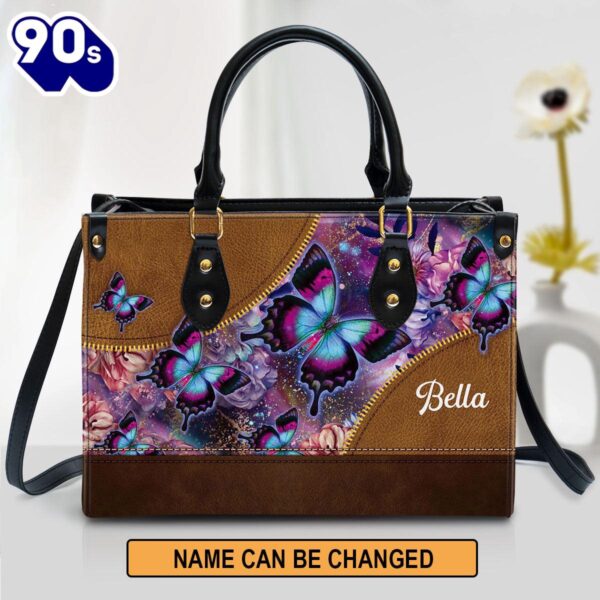 Personalized Butterfly Leather Handbag With Handle , Christian Bags  Gift For Women Christmas