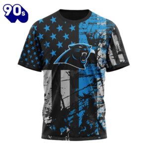 Personalized Carolina Panthers Classic Grunge American Flag Vetaran 3D Shirt Unisex