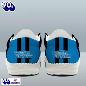 Personalized Carolina Panthers NFL Team White Canvas Loafer Shoes