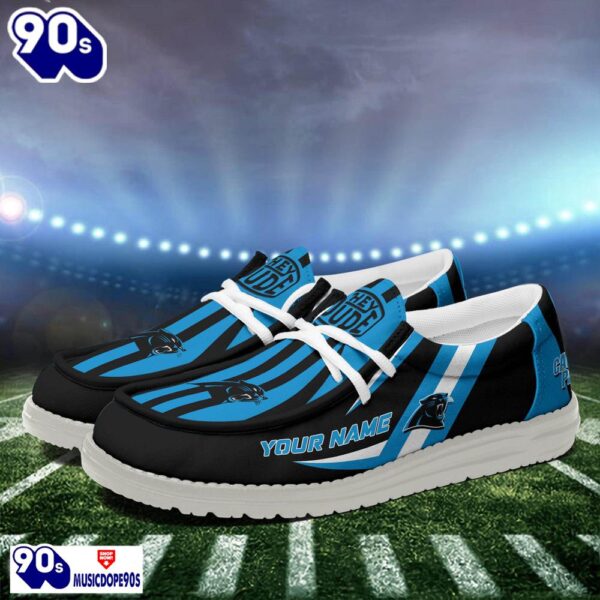 Personalized Carolina Panthers NFL Team White Canvas Loafer Shoes