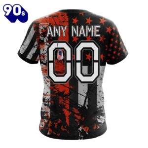 Personalized Chicago Bears Classic Grunge American Flag Vetaran 3D Shirt Unisex