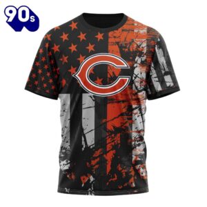 Personalized Chicago Bears Classic Grunge American Flag Vetaran 3D Shirt Unisex