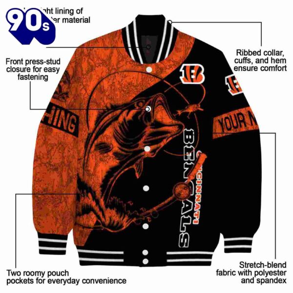 Personalized Cincinnati Bengals Fishing Rod Black Jacket