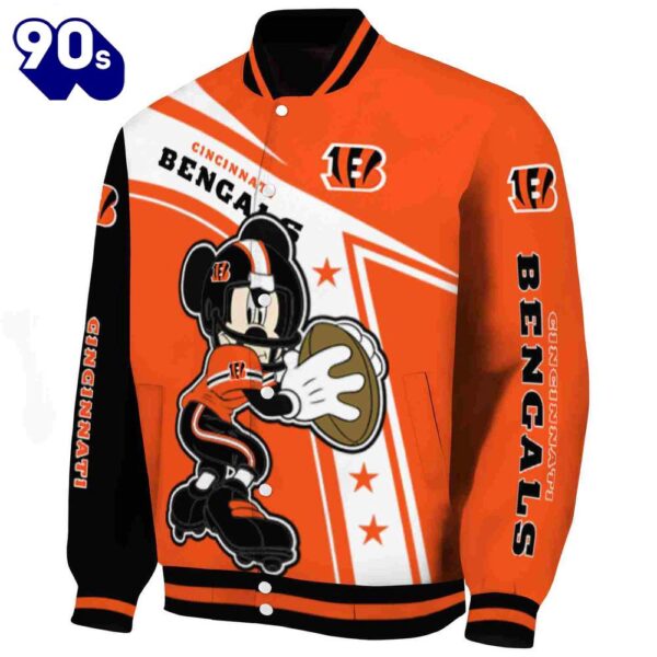 Personalized Cincinnati Bengals Mickey Football Orange White Jacket