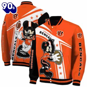 Personalized Cincinnati Bengals Mickey Football Orange White Jacket