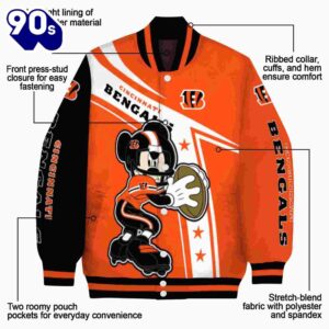 Personalized Cincinnati Bengals Mickey Football Orange White Jacket