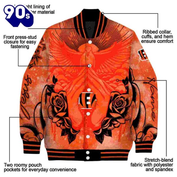 Personalized Cincinnati Bengals Praying Hands Orange Jacket