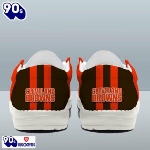 Personalized Cleveland Browns NFL Team White Canvas Loafer Shoes