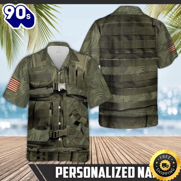 Personalized Custom Name Us Army Short Sleeve Hawaiian Shirt