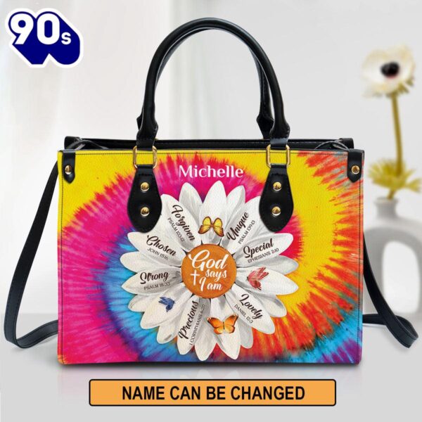 Personalized Daisy God Says You Are Chosen Leather Bag , Christian Bags  Gift For Women Christmas