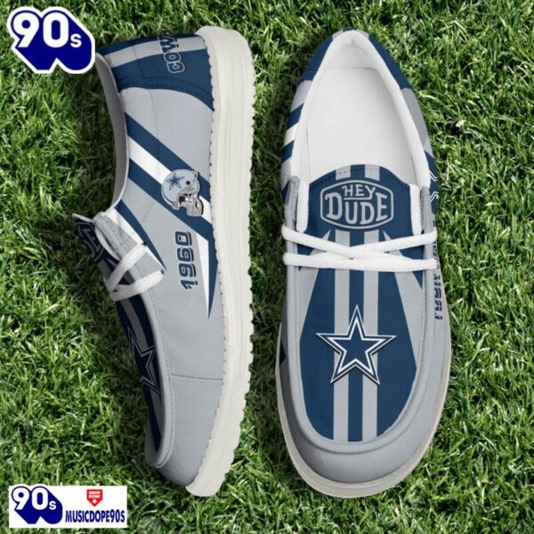 Personalized Dallas Cowboys NFL Team White Canvas Loafer Shoes