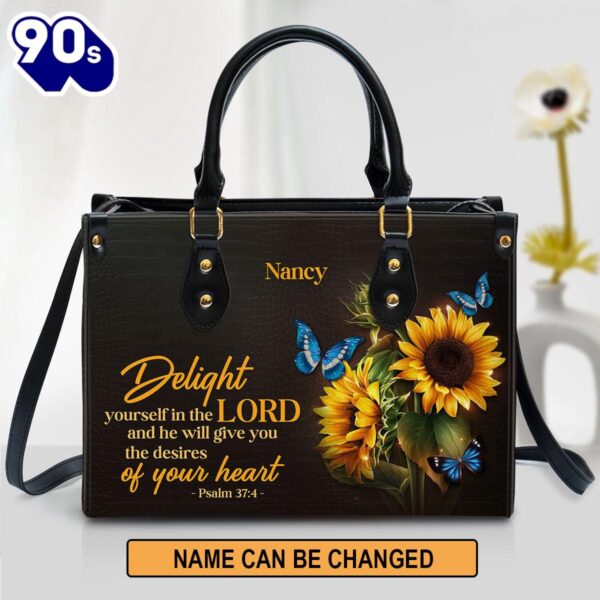 Personalized Delight Yourself In The Lord Leather Bag , Christian Bags  Gift For Women Christmas