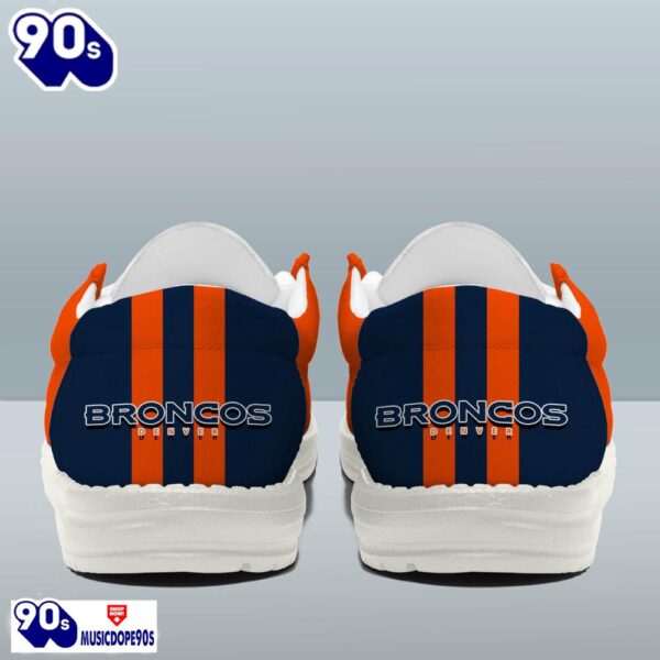 Personalized Denver Broncos NFL Team White Canvas Loafer Shoes