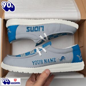 Personalized Detroit Lions NFL 32 Teams HeyDude Canvas Loafer Shoes