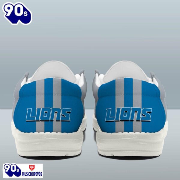 Personalized Detroit Lions NFL Team White Canvas Loafer Shoes