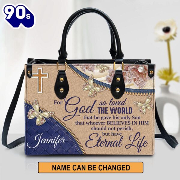 Personalized Elegant For God So Loved The World Leather Bag , Christian Bags  Gift For Women Christmas