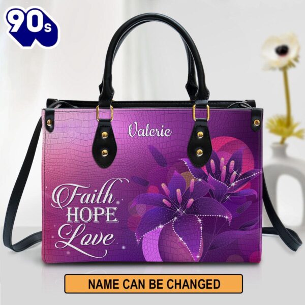 Personalized Faith Hope Love Leather Bag , Christian Bags  Gift For Women Christmas