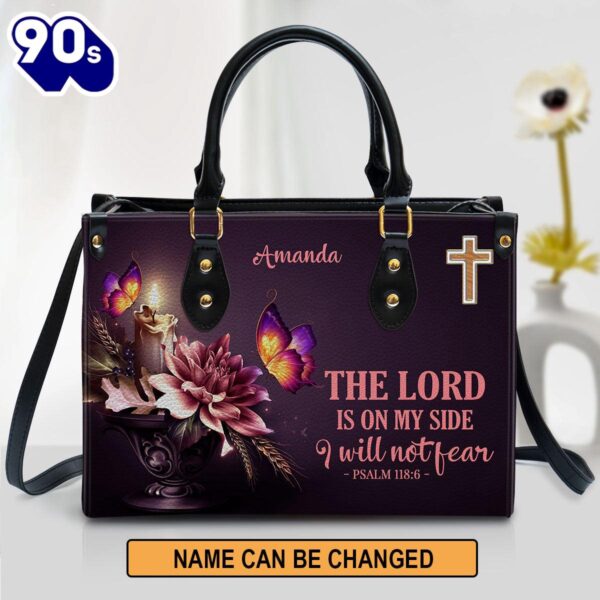 Personalized Flower I Will Not Fear Leather Bag , Christian Bags  Gift For Women Christmas