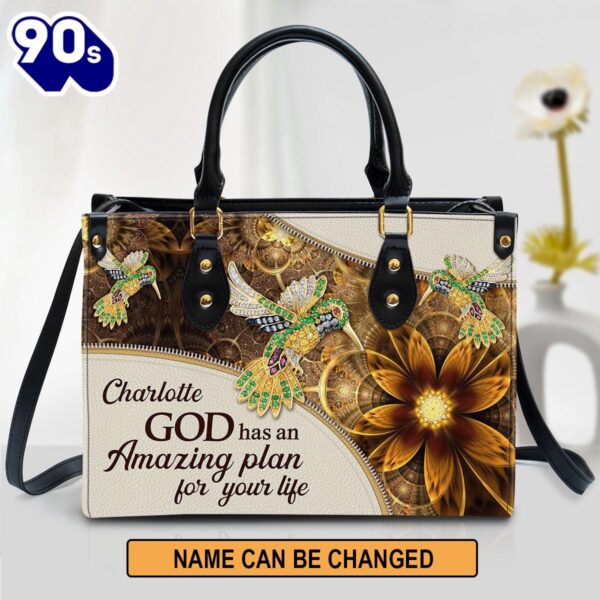 Personalized God Has An Amazing Plan For Your Life Elegant Bird And Flower Leather Bag , Christian Bags  Gift For Women Christmas