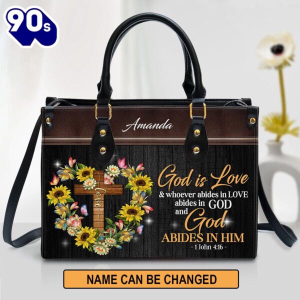 Personalized God Is Love Leather Bag , Christian Bags  Gift For Women Christmas