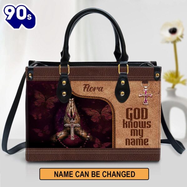 Personalized God Knows My Name Leather Bag , Christian Bags  Gift For Women Christmas