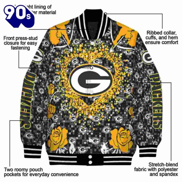 Personalized Green Bay Packers Heart Explosion Green Jacket