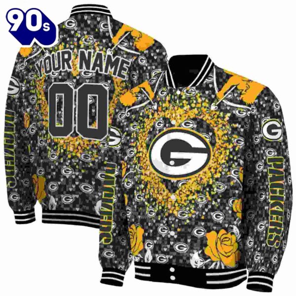 Personalized Green Bay Packers Heart Explosion Green Jacket