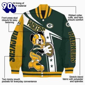 Personalized Green Bay Packers Mickey Football Green White Jacket