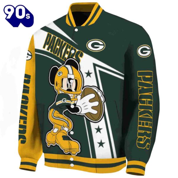 Personalized Green Bay Packers Mickey Football Green White Jacket