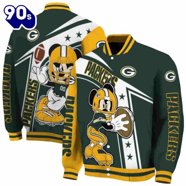 Personalized Green Bay Packers Mickey Football Green White Jacket