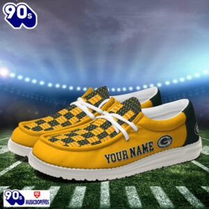 Personalized Green Bay Packers NFL 32 Teams HeyDude Canvas Loafer Shoes