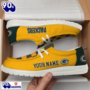 Personalized Green Bay Packers NFL 32 Teams HeyDude Canvas Loafer Shoes