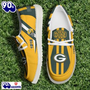 Personalized Green Bay Packers NFL Team White Canvas Loafer Shoes